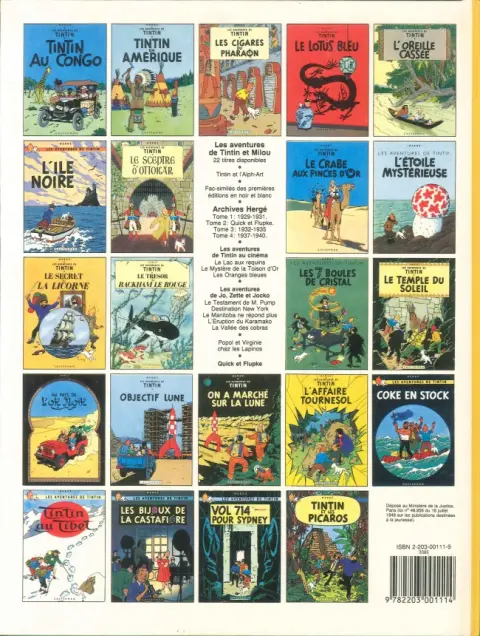 Verso de l'album Tintin Tome 12 Le Trésor de Rackham le Rouge