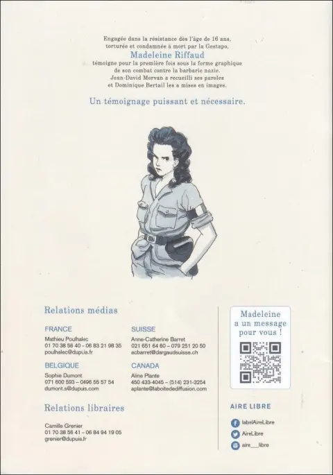 Verso de l'album Madeleine, résistante 1 La Rose dégoupillée