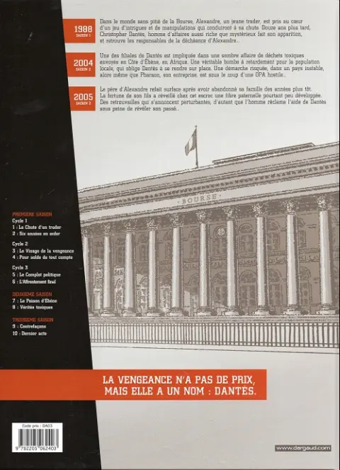 Verso de l'album Dantès Tome 3 Le visage de la vengeance