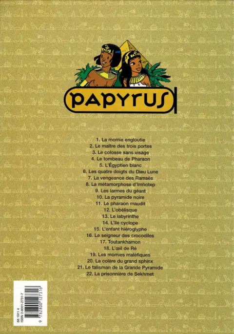 Verso de l'album Papyrus Tome 11 Le pharaon maudit