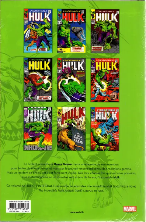 Verso de l'album Hulk - L'Intégrale Volume 14 1968