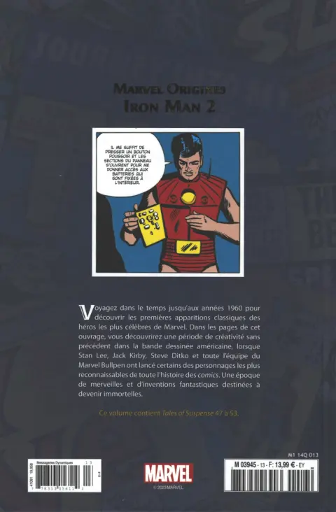 Verso de l'album Marvel Origines N° 13 Iron Man 2 (1963)