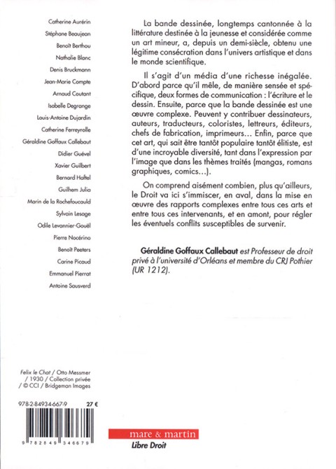 Verso de l'album Droit(s) et bandes dessinées