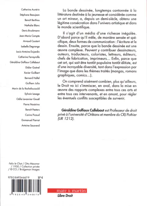 Verso de l'album Droit(s) et bandes dessinées