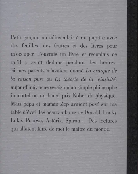 Verso de l'album Mes héros de la bande dessinée