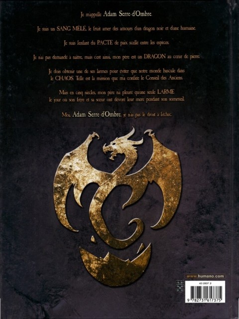Verso de l'album Dragonseed Tome 1 De cendres et de sang