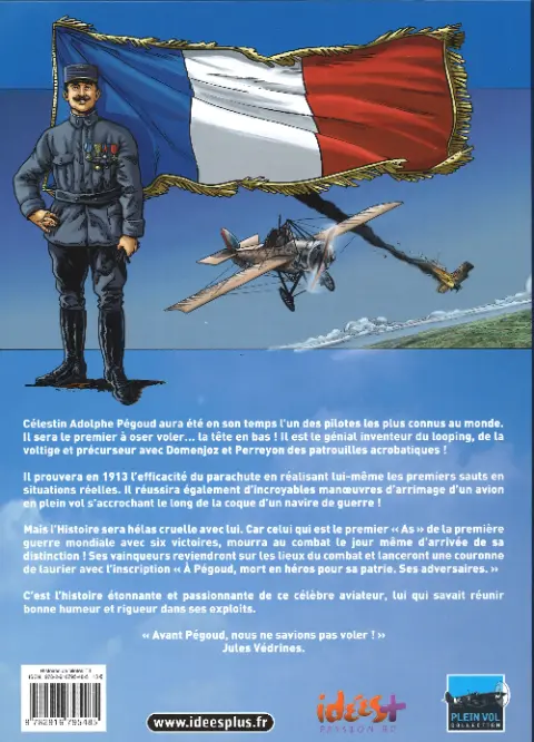 Verso de l'album Histoires de pilotes Tome 3 Célestin Adolphe Pégoud
