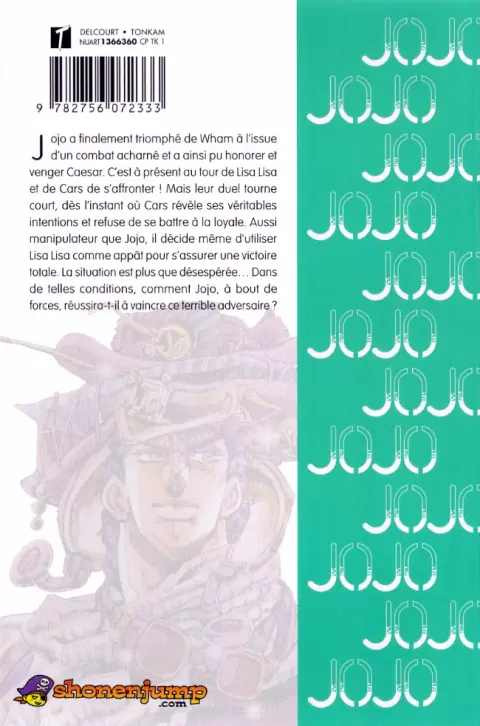 Verso de l'album Jojo's Bizarre Adventure - Battle Tendency 7 La naissance du surhomme !