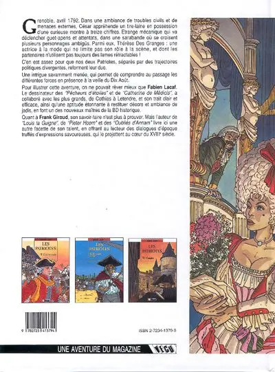 Verso de l'album Les Patriotes Tome 3 Complot