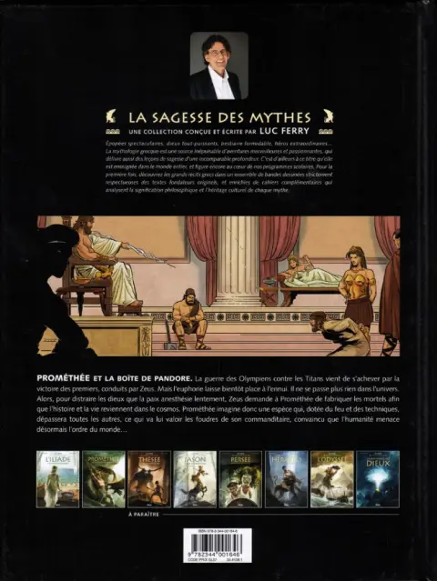 Verso de l'album Prométhée et la boîte de Pandore