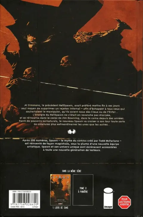Verso de l'album Spawn - La Saga infernale Tome 1 Liens de sang