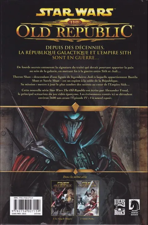 Verso de l'album Star Wars - The Old Republic Tome 2 Soleils perdus