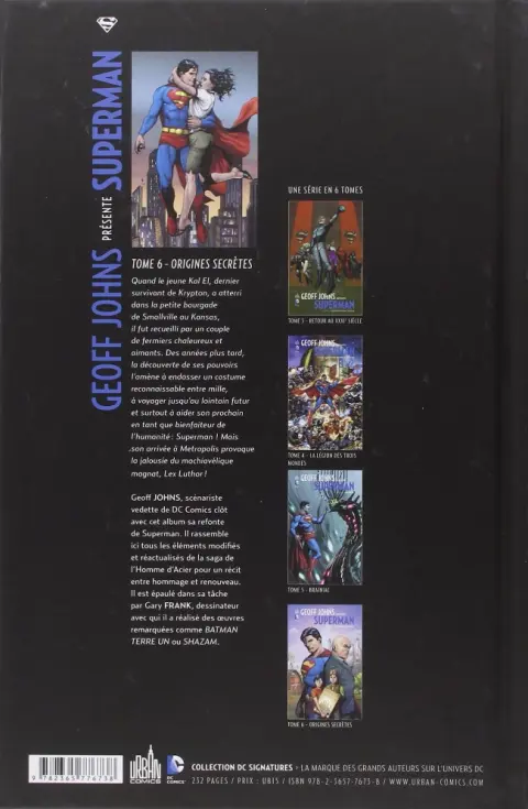 Verso de l'album Superman Tome 6 Origines secrètes
