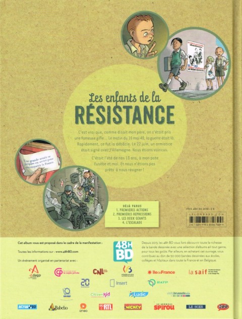 Verso de l'album Les Enfants de la Résistance Tome 1 Premières actions