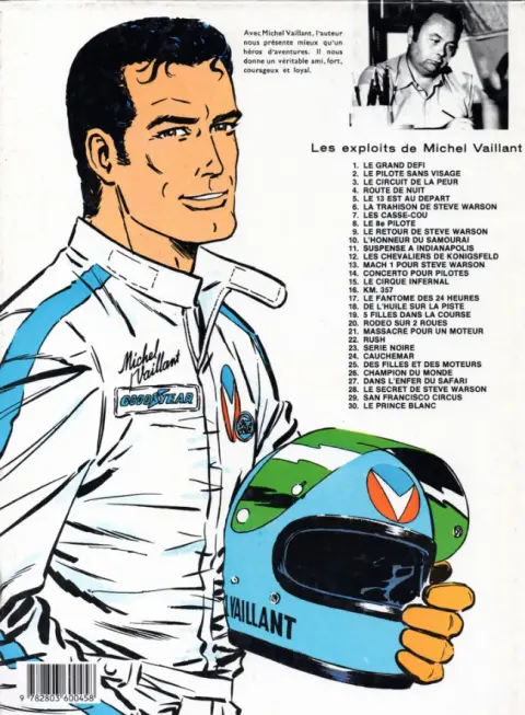 Verso de l'album Michel Vaillant Tome 2 Le pilote sans visage