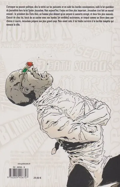 Verso de l'album Transmetropolitan Tome 4 Éloge funèbre