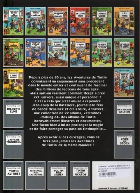Verso de l'album Comment Hergé a créé... Tome 14 Tintin au pays de l'or noir