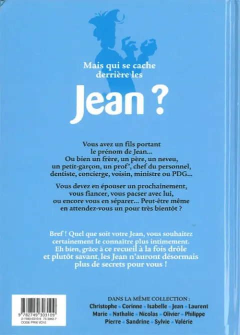 Verso de l'album L'Encyclopédie des prénoms en BD Tome 13 Jean