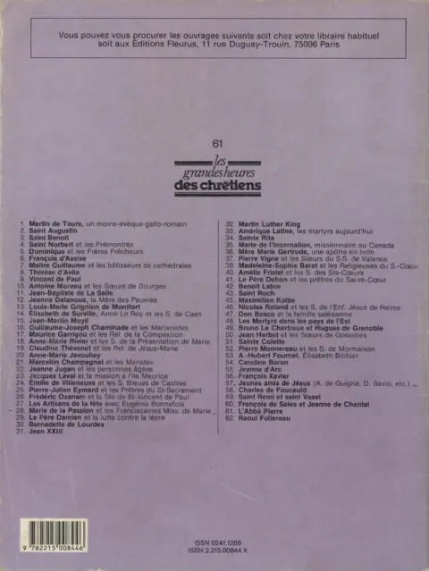 Verso de l'album Les Grandes Heures des Chrétiens Tome 61 L'Abbé Pierre, l'aventure des compagnons d'Emmaüs