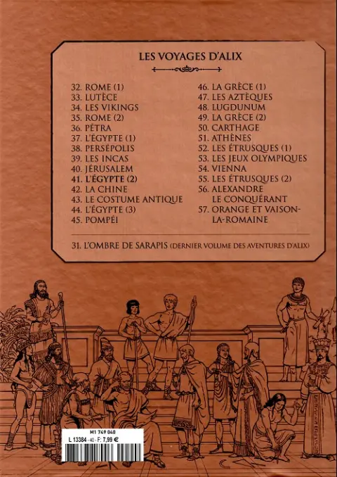Verso de l'album Alix La collection Tome 41 Les voyages d'Alix - l'Égypte (2)