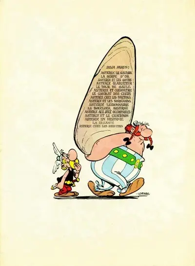 Verso de l'album Astérix Tome 16 Astérix chez les Helvètes