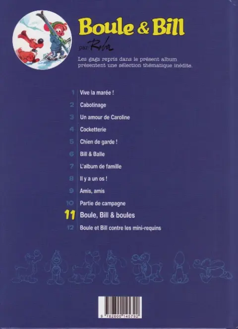 Verso de l'album Boule & Bill Tome 11 Boule, Bill & boules