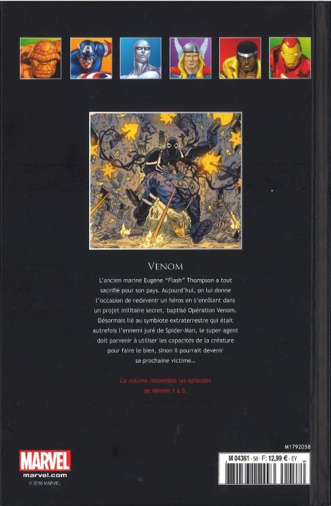 Verso de l'album Marvel Comics - La collection de référence Tome 58 Venom