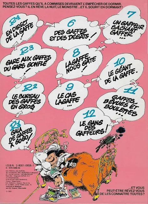 Verso de l'album Gaston Tome 13 Lagaffe mérite des baffes
