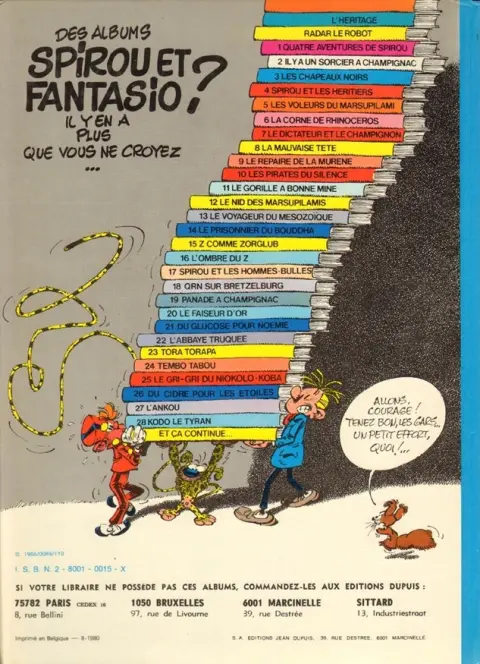 Verso de l'album Spirou et Fantasio Tome 13 Le voyageur du mésozoïque