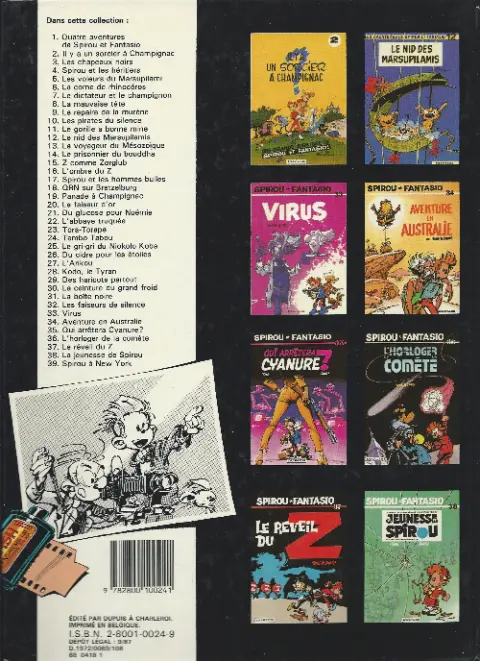 Verso de l'album Spirou et Fantasio Tome 22 L'abbaye truquée