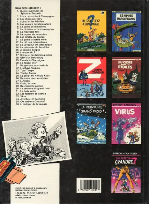 Verso de l'album Spirou et Fantasio Tome 17 Spirou et les hommes-bulles