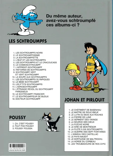 Verso de l'album Johan et Pirlouit Tome 8 Le sire de Montrésor