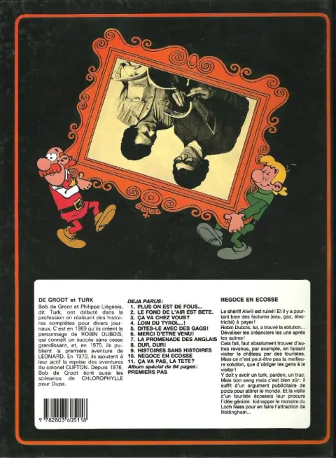 Verso de l'album Robin Dubois Tome 10 Négoce en Écosse