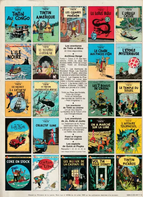 Verso de l'album Tintin Tome 12 Le Trésor de Rackham le Rouge