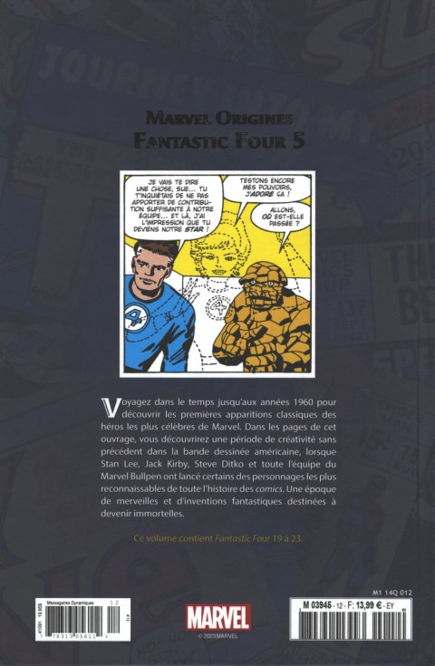 Verso de l'album Marvel Origines N° 12 Fantastic Four 5 (1964)