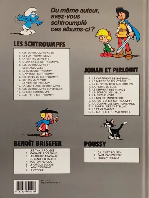 Verso de l'album Johan et Pirlouit Tome 8 Le sire de Montrésor