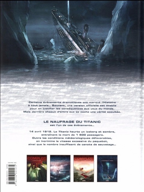 Verso de l'album Complot Tome 4 Le naufrage du Titanic
