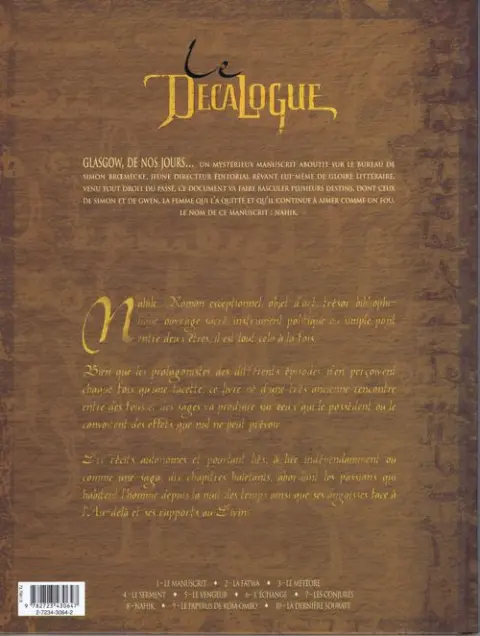 Verso de l'album Le Décalogue Tome 1 Le manuscrit