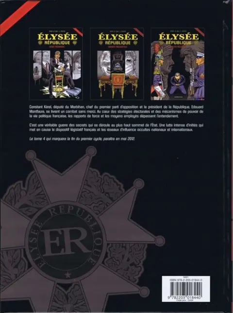 Verso de l'album Élysée république Tome 3 Échelon Présidentiel
