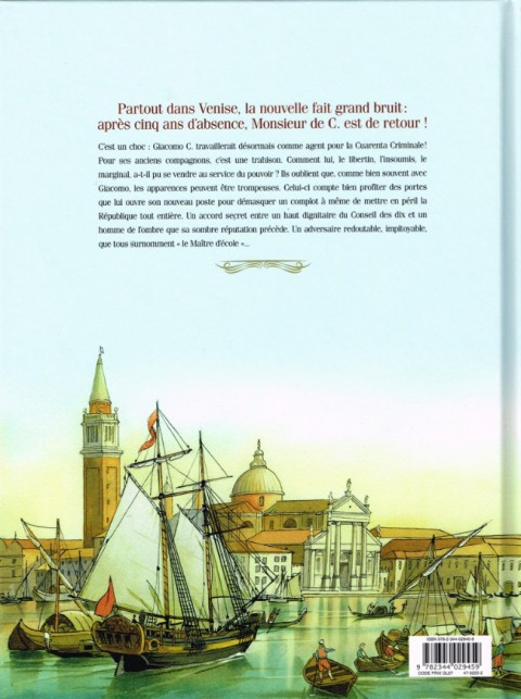 Verso de l'album Giacomo C. - Retour à Venise Tome 2 Le maître d'école