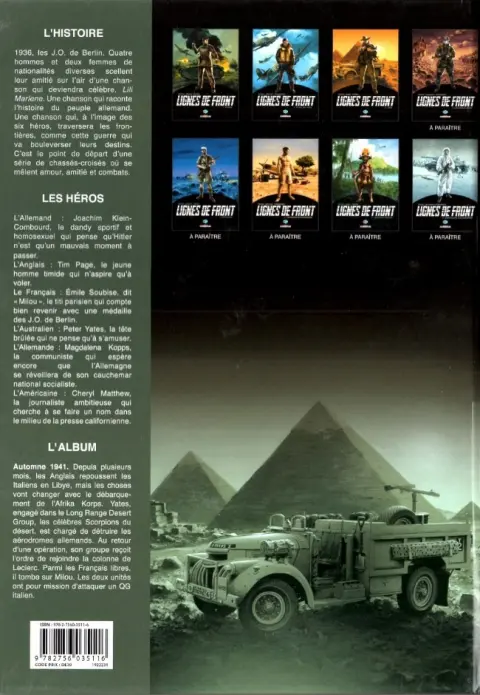 Verso de l'album Lignes de front Tome 3 LRDG