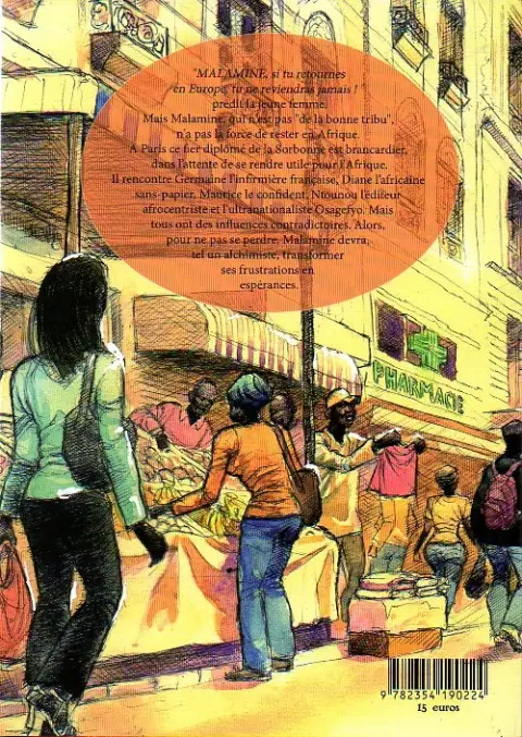 Verso de l'album Malamine Un africain à Paris
