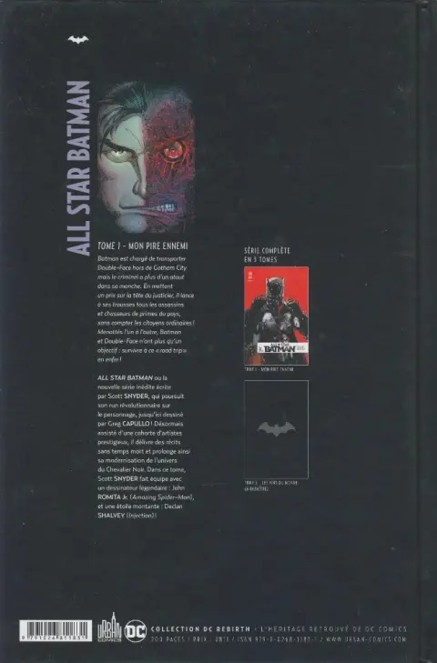 Verso de l'album All Star Batman Tome 1 Mon pire ennemi
