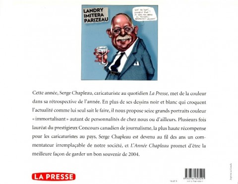Verso de l'album L'année Chapleau 2004