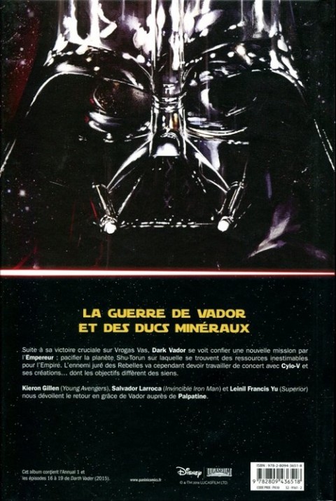 Verso de l'album Star Wars - Dark Vador Tome 3 La Guerre Shu-Torun