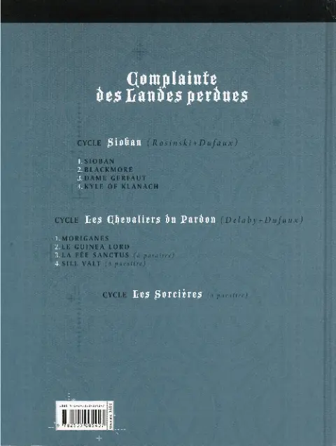 Verso de l'album Complainte des Landes perdues Sioban Tome 2 Blackmore