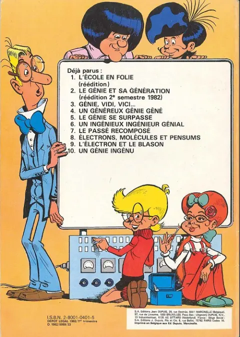 Verso de l'album M. Rectitude et Génial Olivier Tome 1 L'école en folie