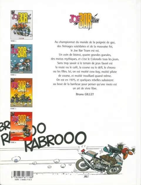 Verso de l'album Joe Bar Team Tome 1