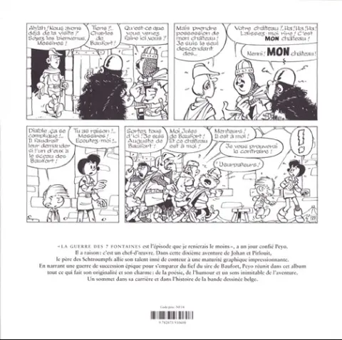 Verso de l'album Johan et Pirlouit Tome 10 La guerre des 7 fontaines