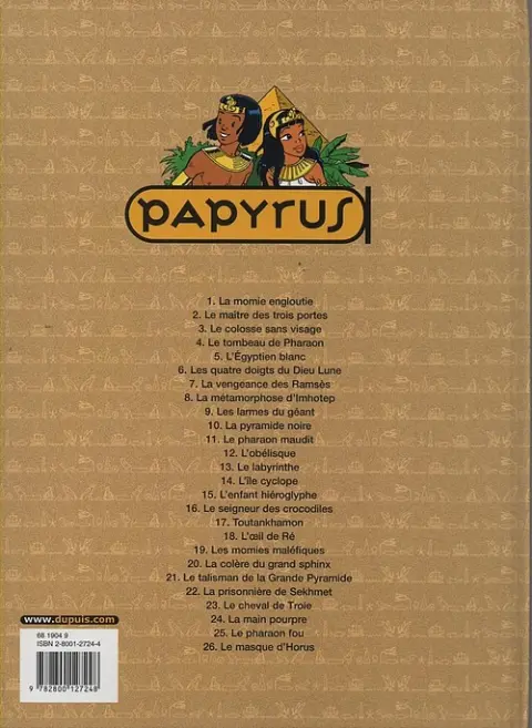 Verso de l'album Papyrus Tome 4 Le Tombeau de Pharaon